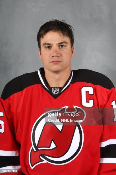 Jamie Langenbrunner of the New Jersey Devils poses for his official head shot on September 12, 2009 at the Prudential Center in Newark, New Jersey.