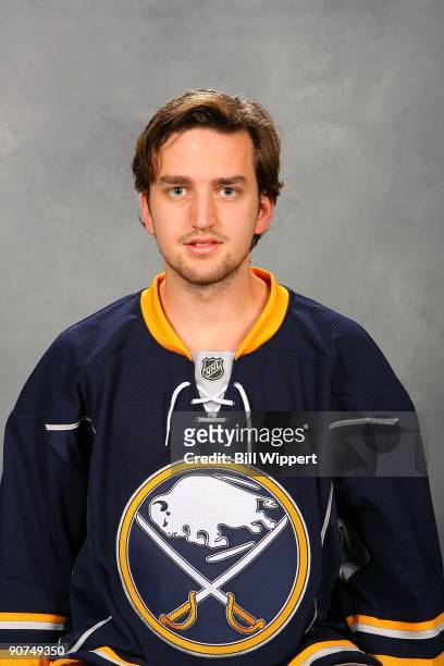 Jhonas Enroth of the Buffalo Sabres poses for his official headshot for the 2009-2010 NHL season.