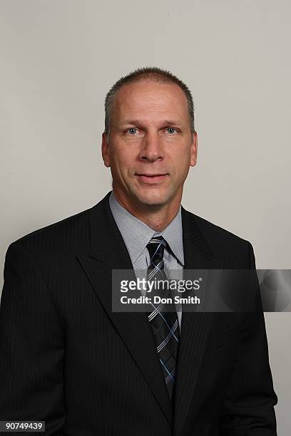 Trent Yawney of the San Jose Sharks poses for his official headshot for the 2009-2010 NHL season.