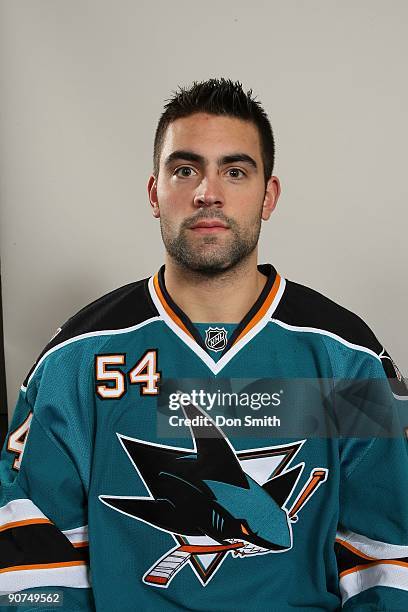 Nicholas Petrecki of the San Jose Sharks poses for his official headshot for the 2009-2010 NHL season.