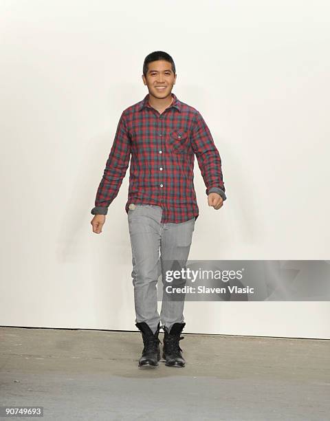 Designer Thakoon Panichgul on the runway at Thakoon Spring 2010 fashion show at Eyebeam on September 14, 2009 in New York, New York.