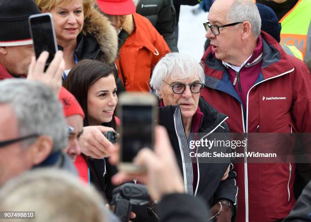 Bernie Ecclestone arrives at the Hahnenkamm race on January 20, 2018 in Kitzbuehel, Austria.