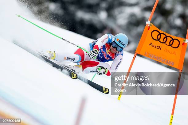 Patrick Kueng of Switzerland competes during the Audi FIS Alpine Ski World Cup Men's Downhill on January 20, 2018 in Kitzbuehel, Austria.