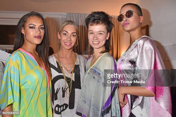 Anne Wolf, Kirsten Kiki Ochsenknecht and models during KIK/ANN fashion show on the smallest catwalk of the world at Art'Otel Mitte on January 19,...