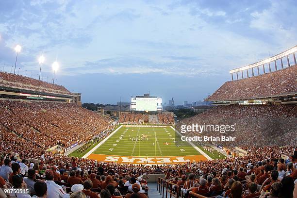 General view of the game between the Louisiana Monroe Warhawks and the Texas Longhorns on September 5, 2009 at Darrell K Royal-Texas Memorial Stadium...