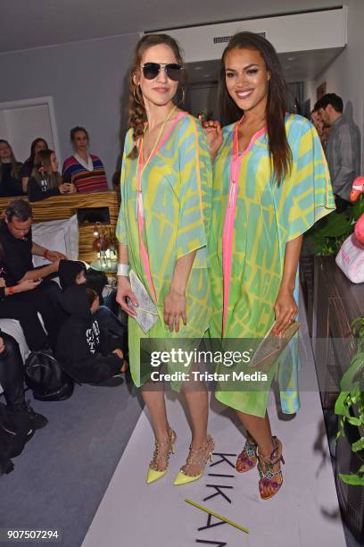 Models walk the runway during KIK/ANN fashion show on the smallest catwalk of the world at Art'Otel Mitte on January 19, 2018 in Berlin, Germany.