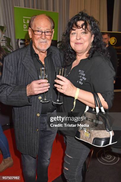 Herbert Koefer and Heike Knochee during the Public Viewing Of the TV Show 'Ich bin ein Star - Holt mich hier raus!' on January 19, 2018 in Berlin,...