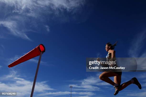 Katie Gunn competes in the womens triple jump during the Hunter Track Classic on January 20, 2018 in Newcastle, Australia.