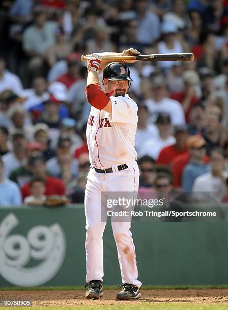 Kevin Youkilis of the Boston Red Sox at bat against the Oakland Athletics at Fenway Park on July 30, 2009 in Boston, Massachusetts The Red Sox...