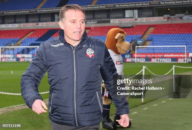 Bolton Wanderers Manager Phil Parkinson during the Sky Bet Championship match between Bolton Wanderers and Ipswich Town at Macron Stadium on January...