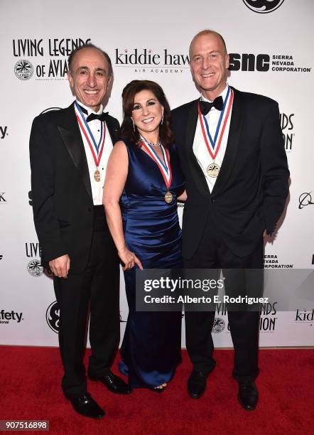 Fatih Ozmen, Eren Ozmen and Dr. Thomas Enders attend the 15th Annual Living Legends of Aviation Awards at the Beverly Hilton Hotel on January 19,...