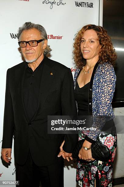 Actor Harvey Keitel and wife Daphna Kastner attend the Premiere of "Bright Star" Presented by Vanity Fair & Apparition at Paris Theatre on September...