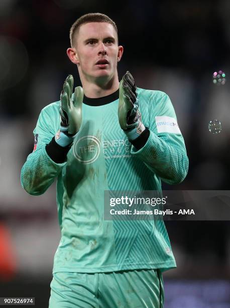 Dean Henderson of Shrewsbury Town during the Emirates FA Cup Third Round Repaly match between West Ham United and Shrewsbury Town at London Stadium...