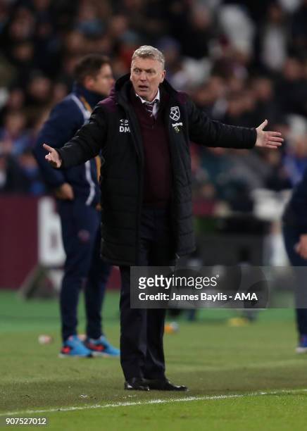 David Moyes the manager / head coach of West Ham United during the Emirates FA Cup Third Round Repaly match between West Ham United and Shrewsbury...