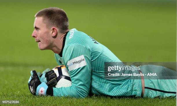 Dean Henderson of Shrewsbury Town during the Emirates FA Cup Third Round Repaly match between West Ham United and Shrewsbury Town at London Stadium...