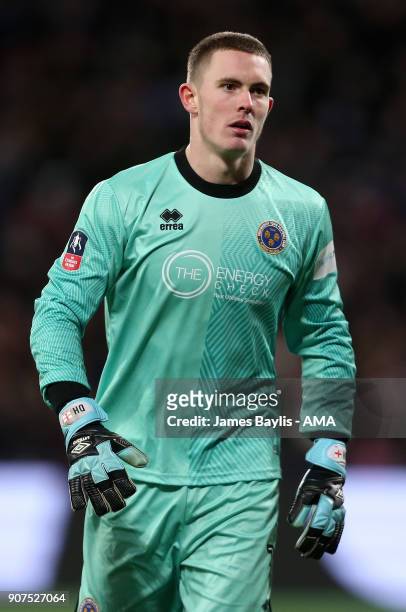 Dean Henderson of Shrewsbury Town during the Emirates FA Cup Third Round Repaly match between West Ham United and Shrewsbury Town at London Stadium...