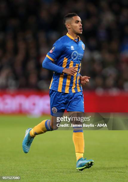 Max Lowe of Shrewsbury Town during the Emirates FA Cup Third Round Repaly match between West Ham United and Shrewsbury Town at London Stadium on...