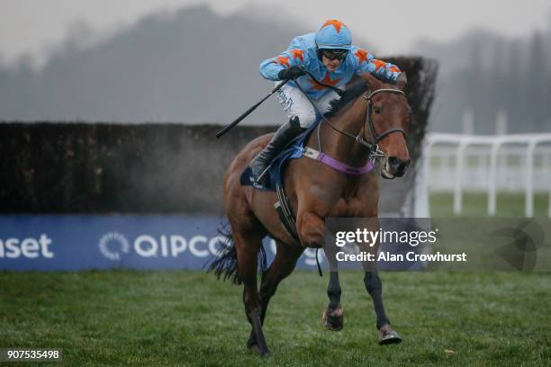 Paul Townend riding Un De Sceaux clear the last to win The Royal Salute Whisky Clarence House Steeple Chase at Ascot Racecourse on January 20, 2018...