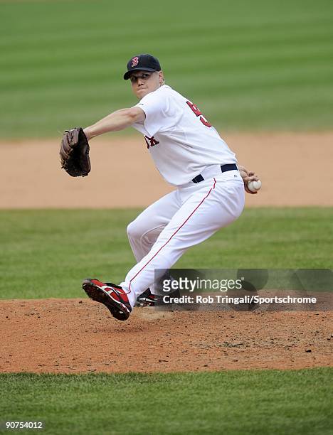Jonathan Papelbon of the Boston Red Sox pitches against the Oakland Athletics at Fenway Park on July 30, 2009 in Boston, Massachusetts The Red Sox...