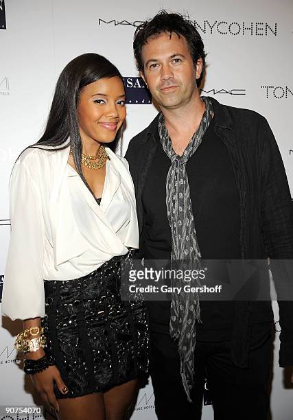 Personality Angela Simmons and designer Tony Cohen attend Tony Cohen Spring 2010 during Mercedes-Benz Fashion Week at Bryant Park on September 14,...