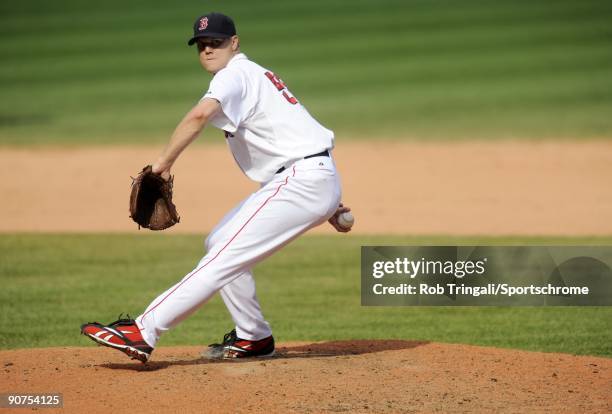 Jonathan Papelbon of the Boston Red Sox pitches against the Oakland Athletics at Fenway Park on July 30, 2009 in Boston, Massachusetts The Red Sox...