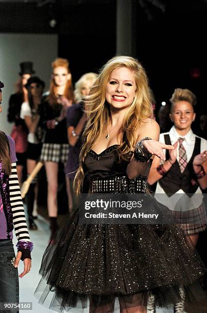 Avril Lavigne walks the runway at Abbey Dawn by Avril Lavigne during Style360 Fashion Week at Metropolitan Pavilion on September 14, 2009 in New York...