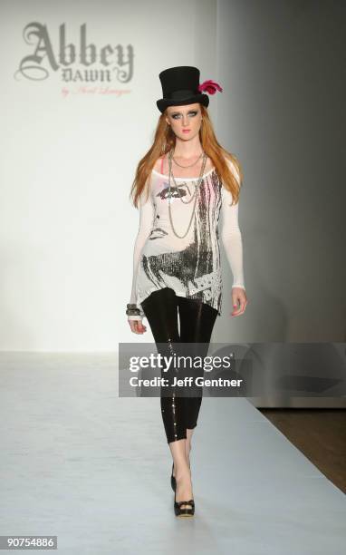 Model walks the runway at Abbey Dawn by Avril Lavigne showcasing its fall/holiday 2009 collection, available exclusively at Kohl's, at "STYLE360 at...