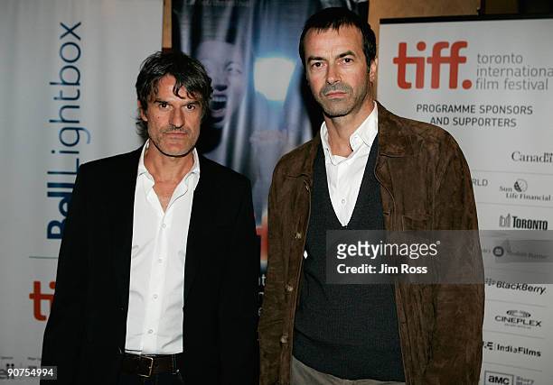 Director Renato de Maria and producer Andrea Occhipinti arrive at the "Front Line" screening during the 2009 Toronto International Film Festival held...