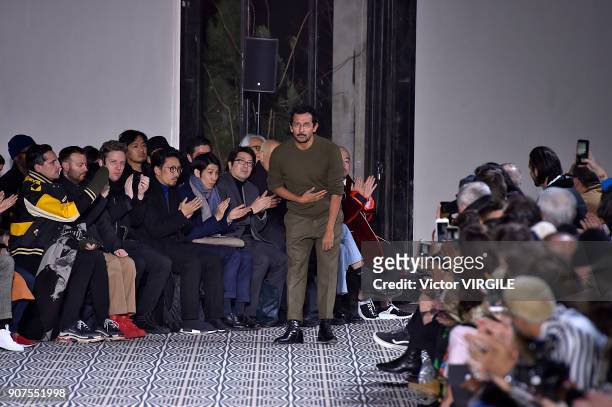 Fashion designer Haider Ackermann walks the runway during the Haider Ackermann Menswear Fall/Winter 2018-2019 show as part of Paris Fashion Week on...