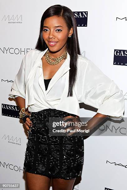 Angela Simmons at the The Tony Cohen Fashion Show celebrated by Miami Boutique Hotels at Bryant Park on September 14, 2009 in New York City.