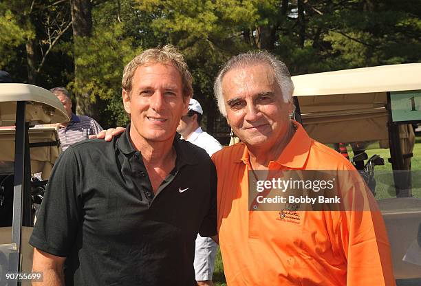 Michael Bolton and Tony Lobianco attend the Michael Bolton Charities Celebrity Golf Outing at the Rockrimmon Country Club on September 14, 2009 in...