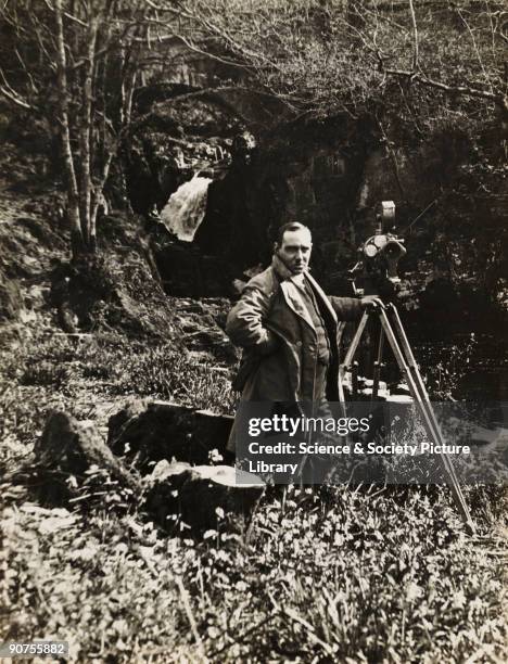 Claude Friese-Greene pictured with his Vinten cine camera in Dumfries during the making of 'The Open Road' which was filmed between 1924 and 1926....