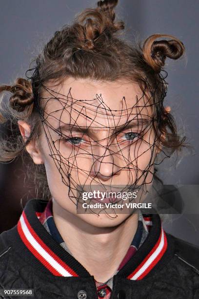 Model walks the runway during the Facetasm Menswear Fall/Winter 2018-2019 show as part of Paris Fashion Week on January 17, 2018 in Paris, France