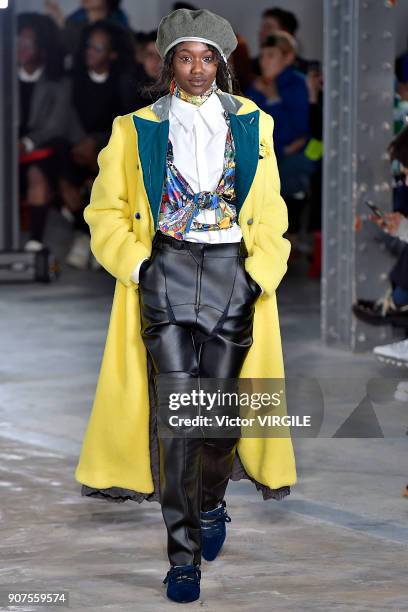 Model walks the runway during the Facetasm Menswear Fall/Winter 2018-2019 show as part of Paris Fashion Week on January 17, 2018 in Paris, France