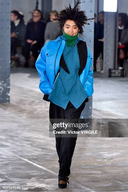 Model walks the runway during the Facetasm Menswear Fall/Winter 2018-2019 show as part of Paris Fashion Week on January 17, 2018 in Paris, France