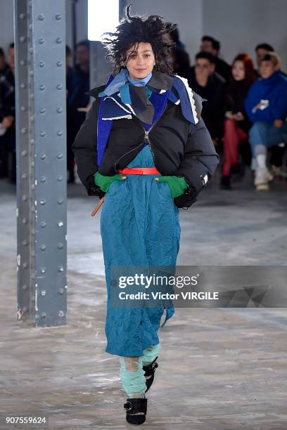 Model walks the runway during the Facetasm Menswear Fall/Winter 2018-2019 show as part of Paris Fashion Week on January 17, 2018 in Paris, France