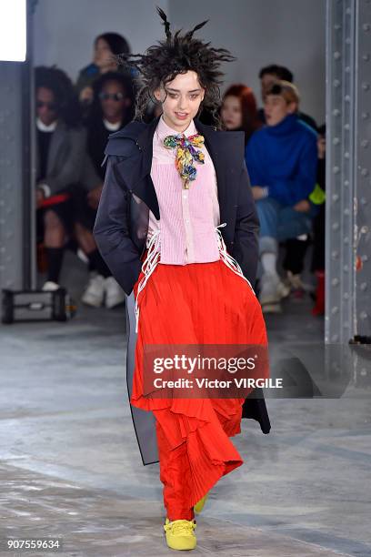 Model walks the runway during the Facetasm Menswear Fall/Winter 2018-2019 show as part of Paris Fashion Week on January 17, 2018 in Paris, France