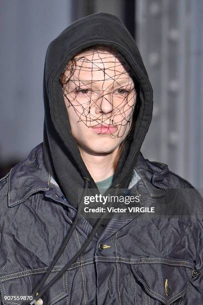 Model walks the runway during the Facetasm Menswear Fall/Winter 2018-2019 show as part of Paris Fashion Week on January 17, 2018 in Paris, France