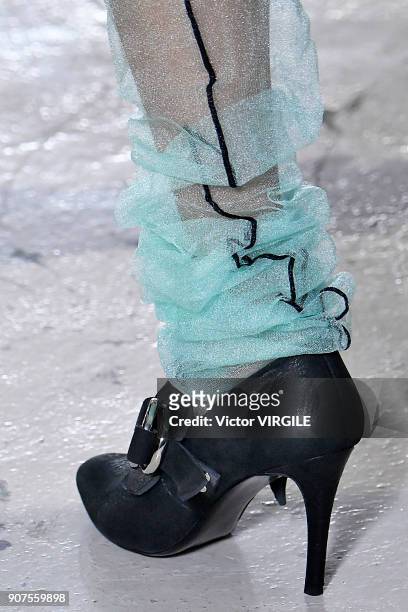 Model walks the runway during the Facetasm Menswear Fall/Winter 2018-2019 show as part of Paris Fashion Week on January 17, 2018 in Paris, France