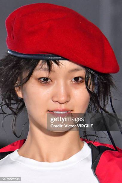 Model walks the runway during the Facetasm Menswear Fall/Winter 2018-2019 show as part of Paris Fashion Week on January 17, 2018 in Paris, France