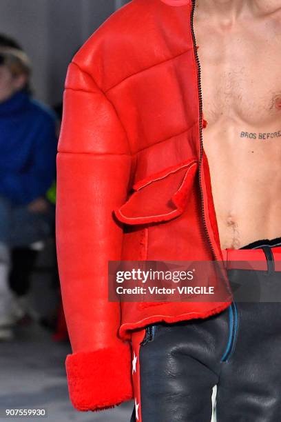 Model walks the runway during the Facetasm Menswear Fall/Winter 2018-2019 show as part of Paris Fashion Week on January 17, 2018 in Paris, France