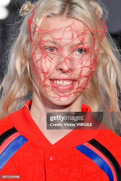 Model walks the runway during the Facetasm Menswear Fall/Winter 2018-2019 show as part of Paris Fashion Week on January 17, 2018 in Paris, France