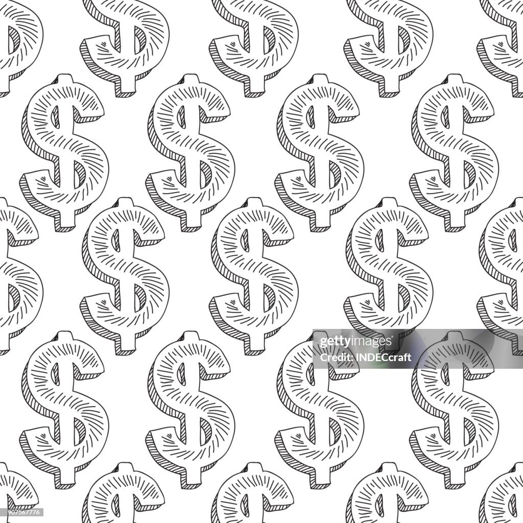Doller Pattern Dollar Hand Drawn Seamless Pattern High-Res Vector Graphic - Getty Images