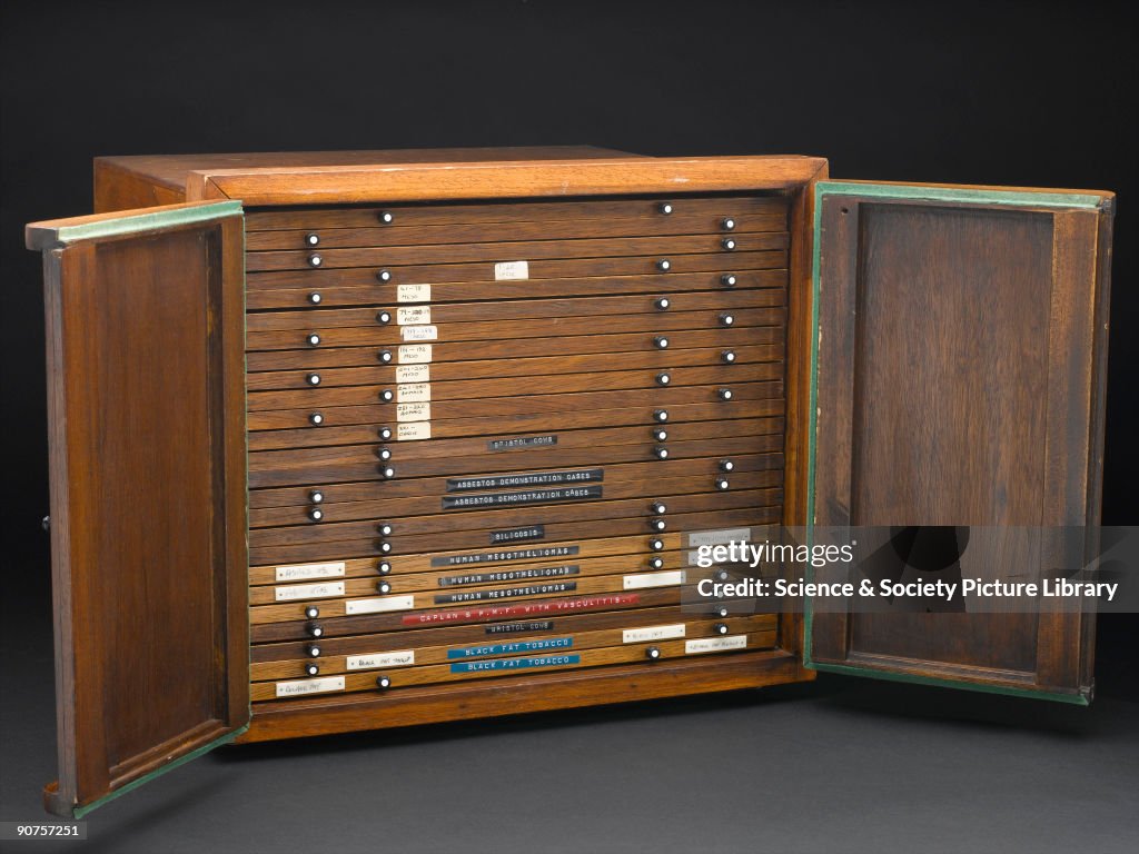 Dr J C Wagners slide cabinet, 1950-1991.