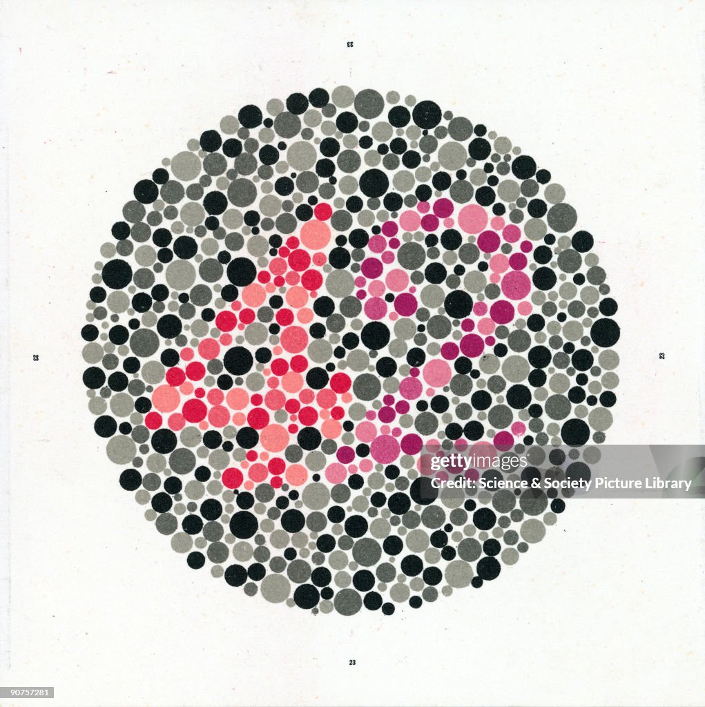 An Ishihara Chart for testing colour-blindness, c 1959.