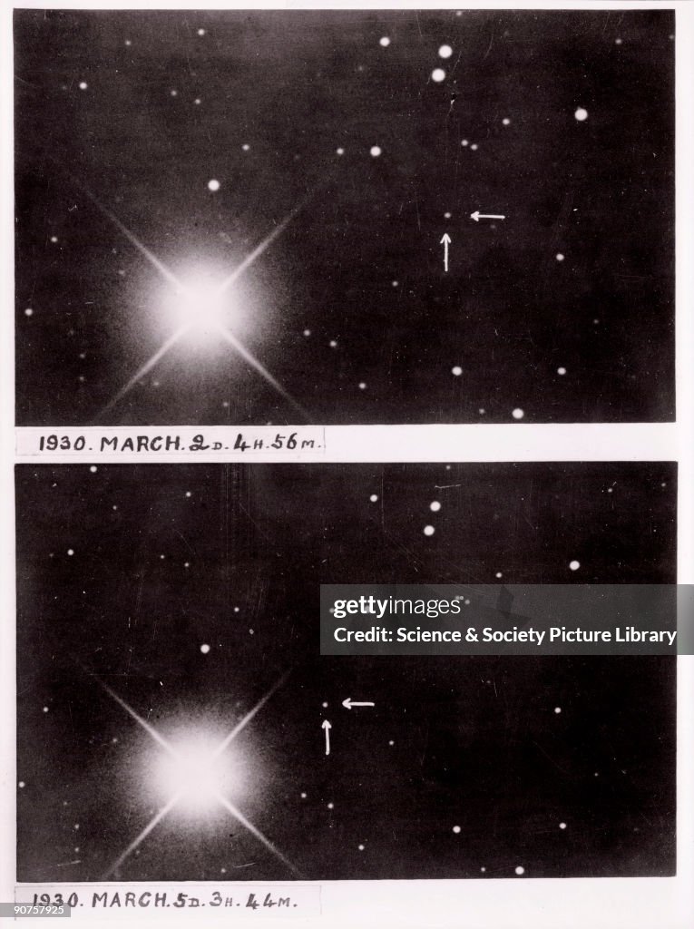 Two photographs of Pluto, March 1930.