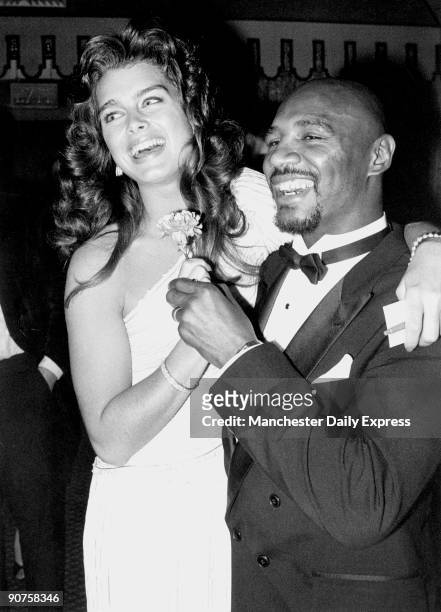 American film star Brooke Shields with boxer and fellow American Marvin Hagler.