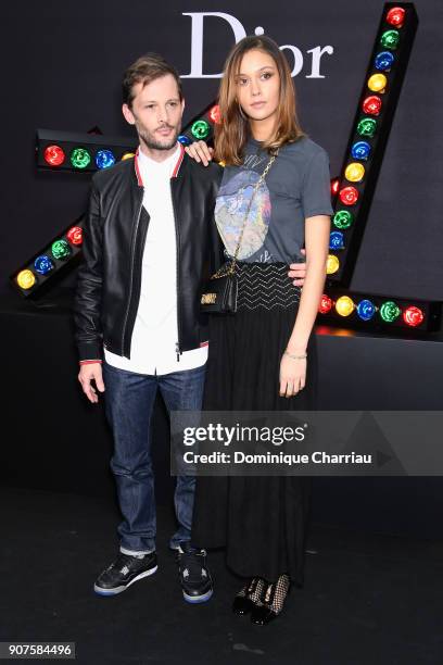 Nicolas Duvauchelle and Anouchka attend the Christian Dior Haute Couture Spring Summer 2018 show as part of Paris Fashion Week on January 22, 2018 in...