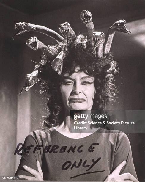 Silver gelatin print. Reference photograph of Prudence Hyman as Megaera in 'The Gorgon' , from the Ashton & Leakey Collection at the National Media...