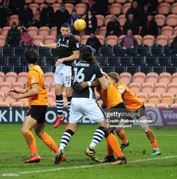 Lincoln City's James Wilson scores his sides equalising goal to make the score 1-1 during the Sky Bet League Two match between Barnet and Lincoln...